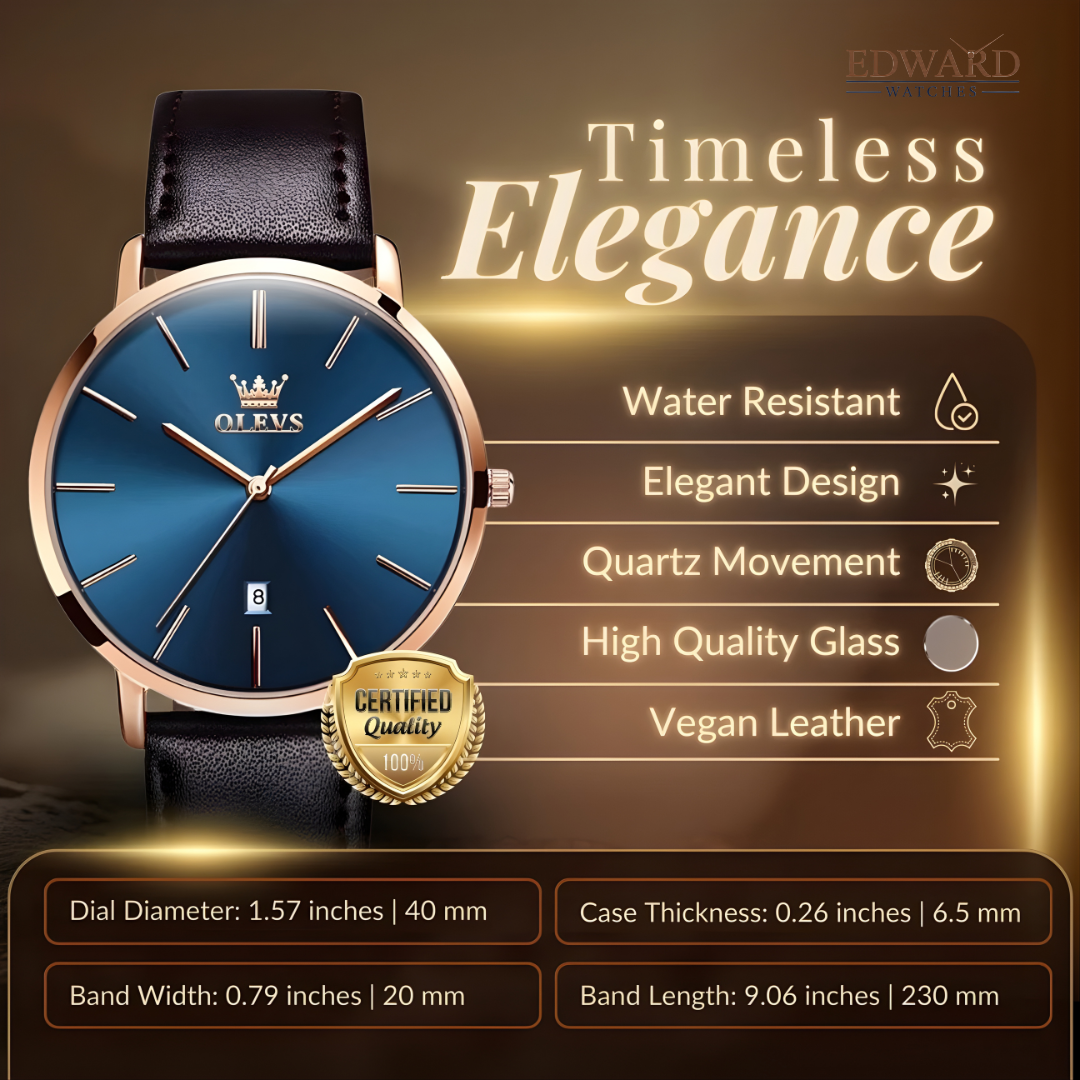 Leather Band Car Date Watch