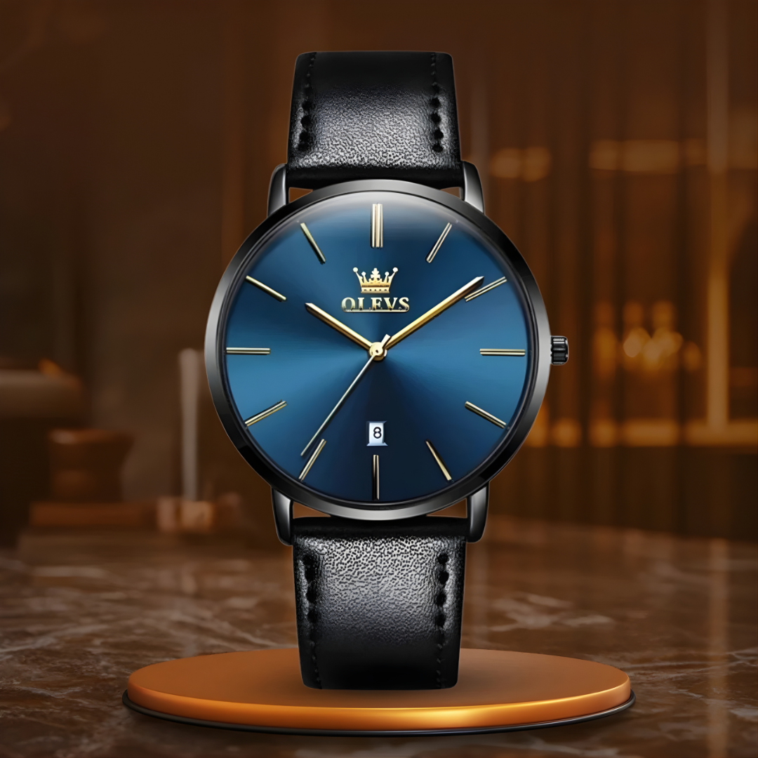 Leather Band Car Date Watch