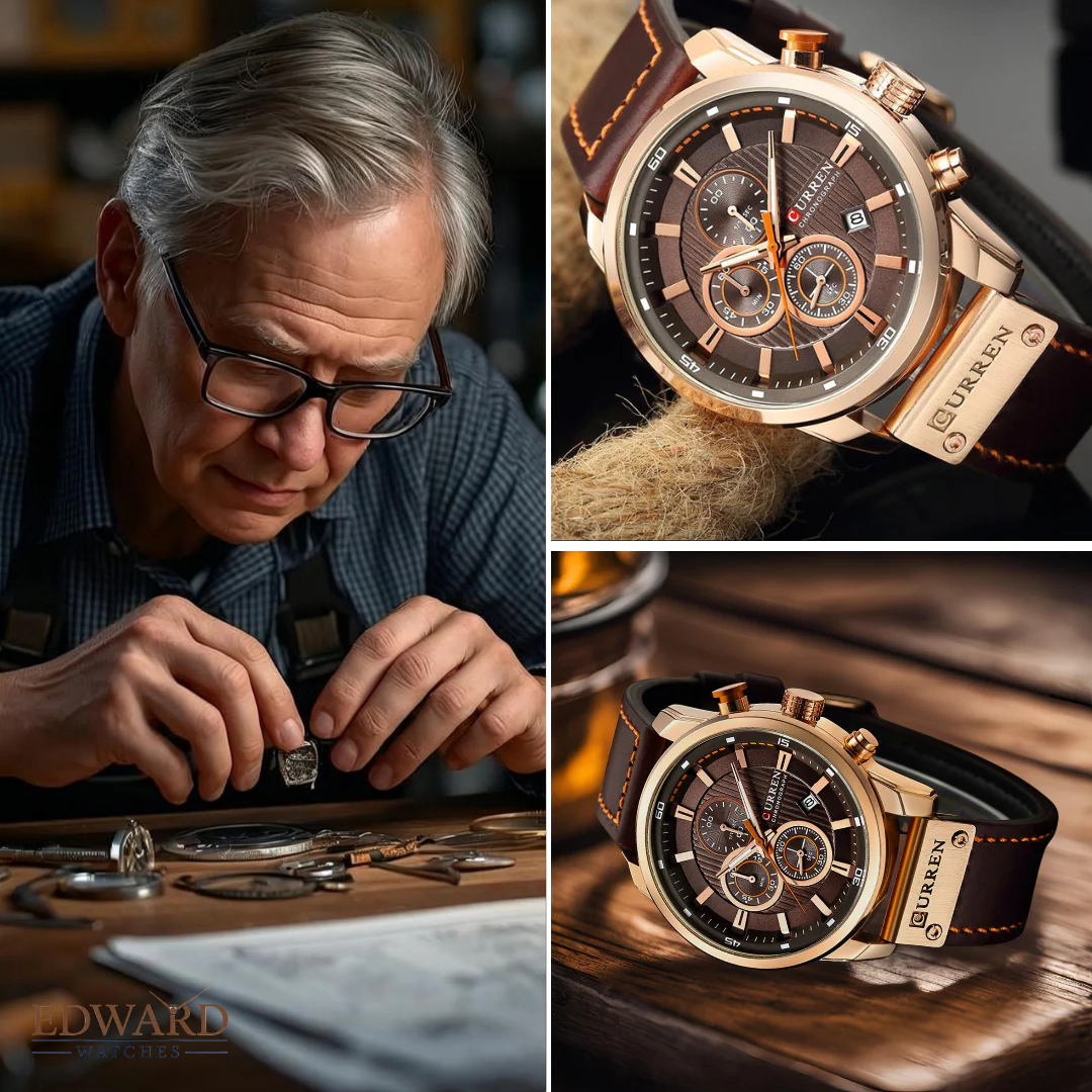 Elegant Quartz Watch with Leather Band