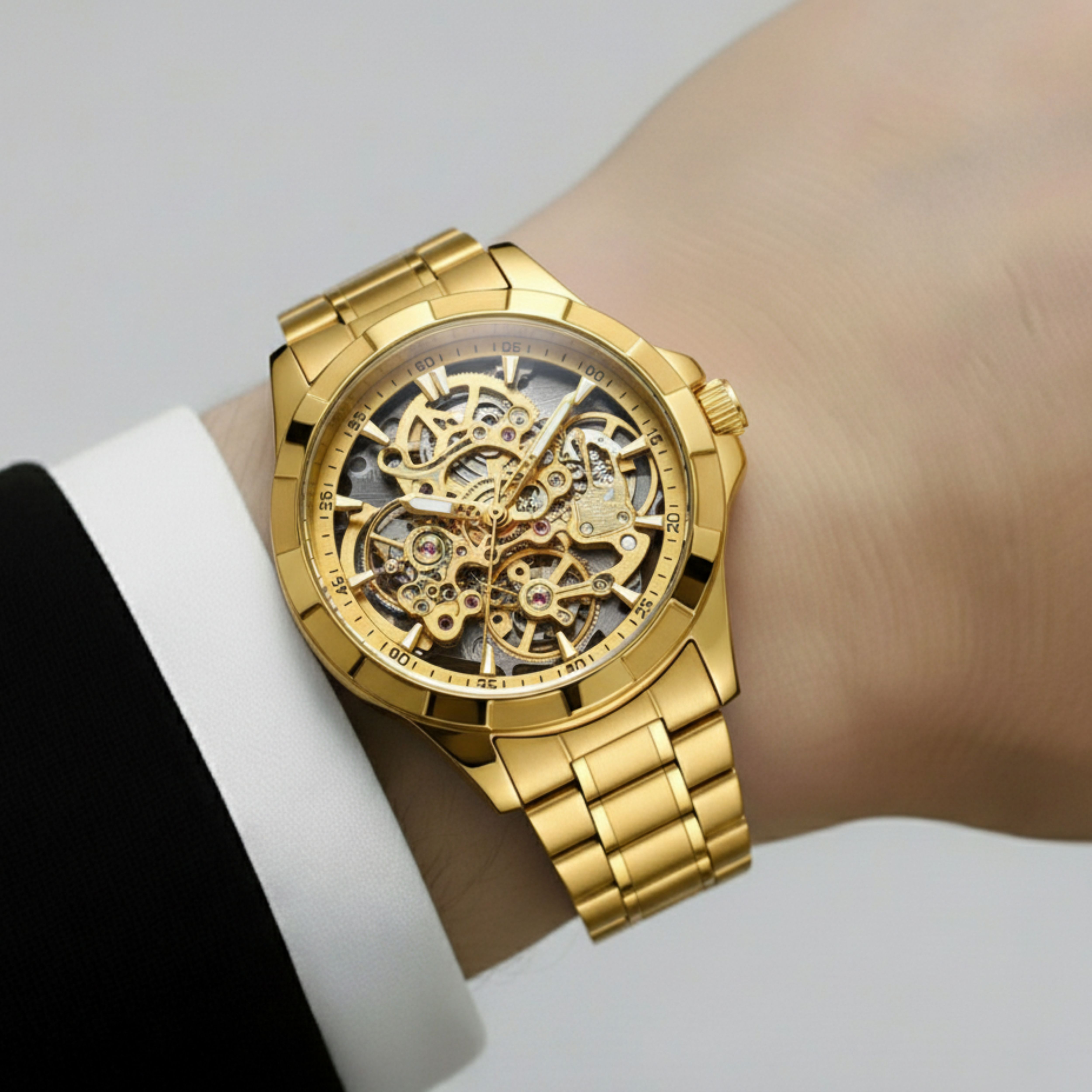 Edward Watches – Skeleton Transparent Quartz Watch for Men