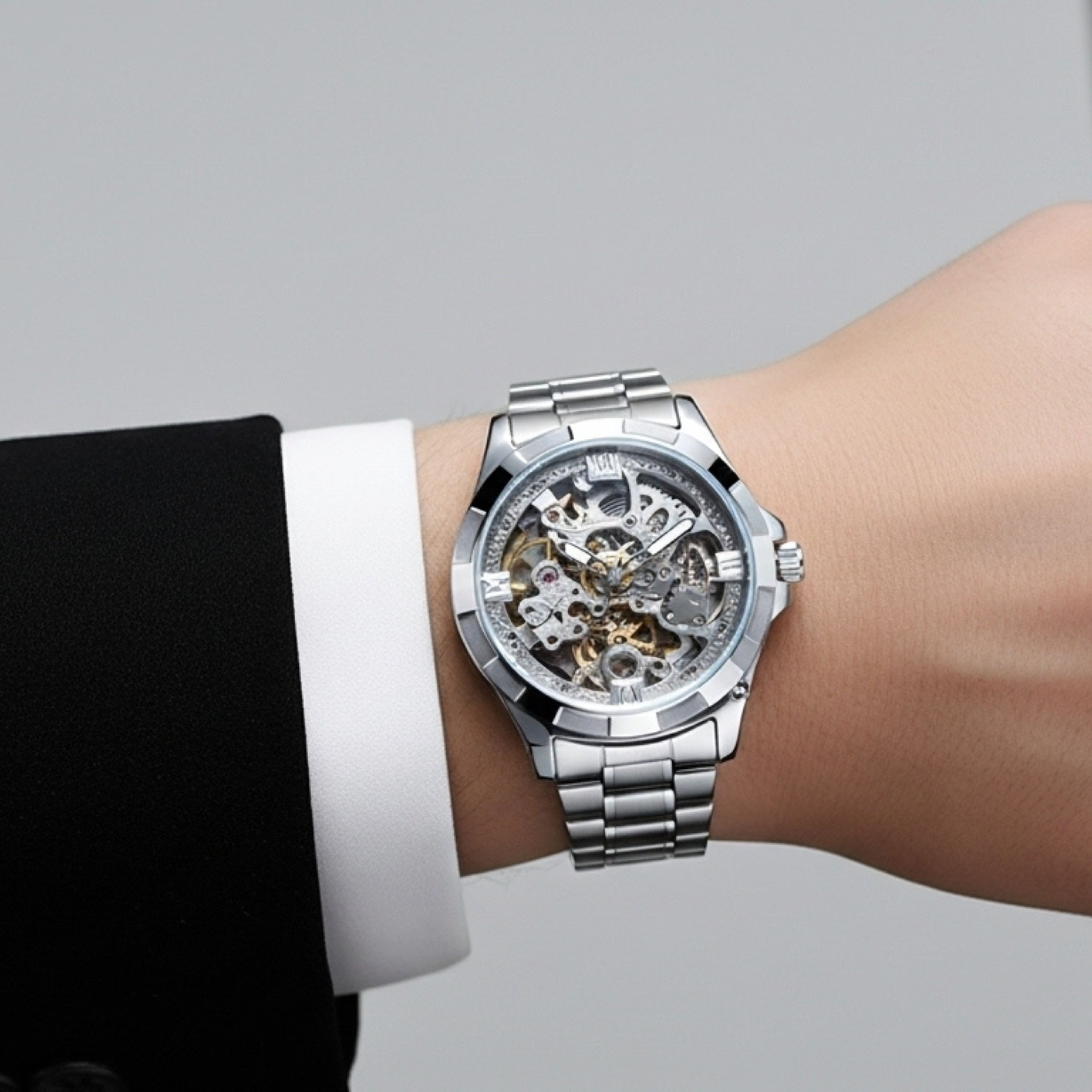 Edward Watches – Skeleton Transparent Quartz Watch for Men