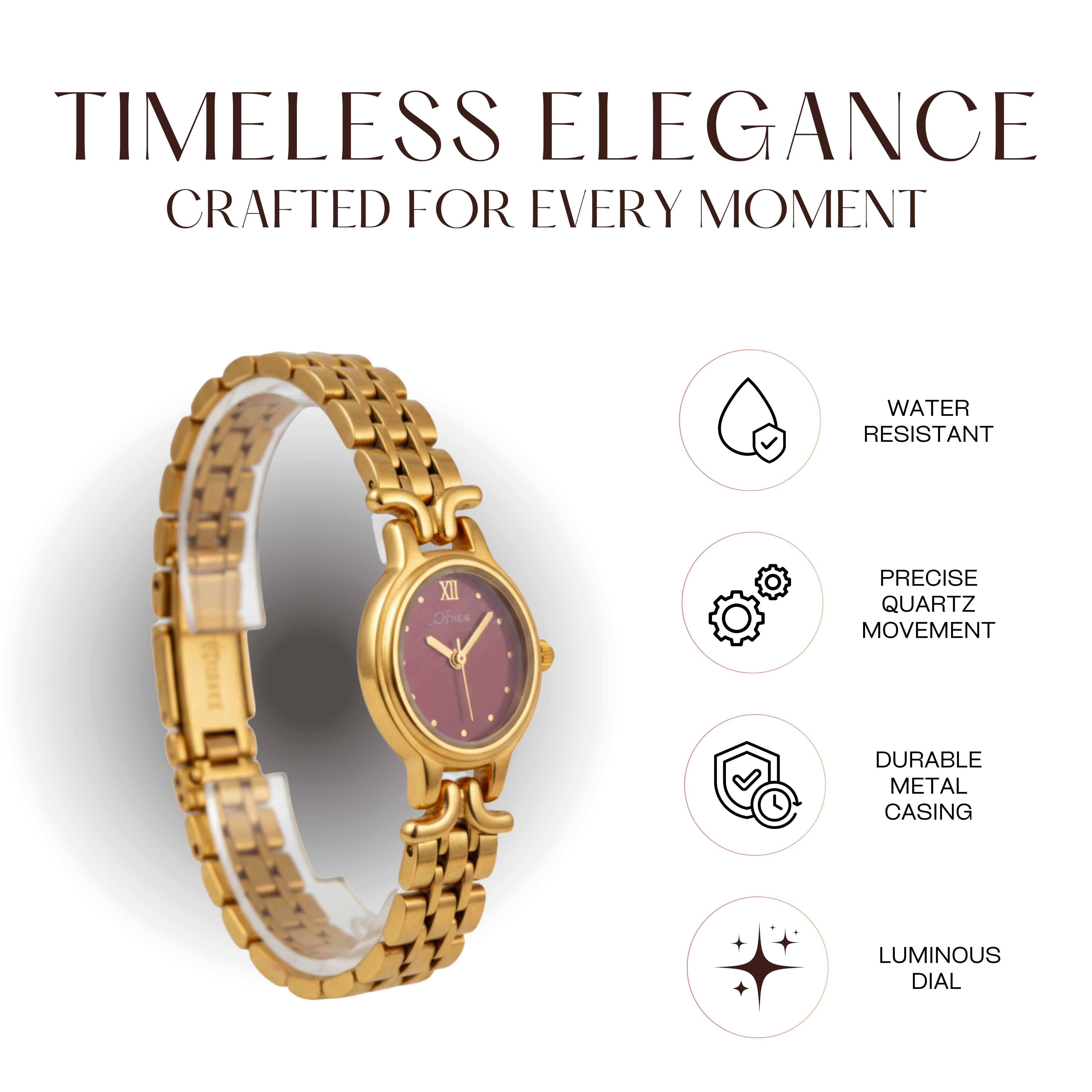 Edward Watches – Oval Dial Gold Watch for Women