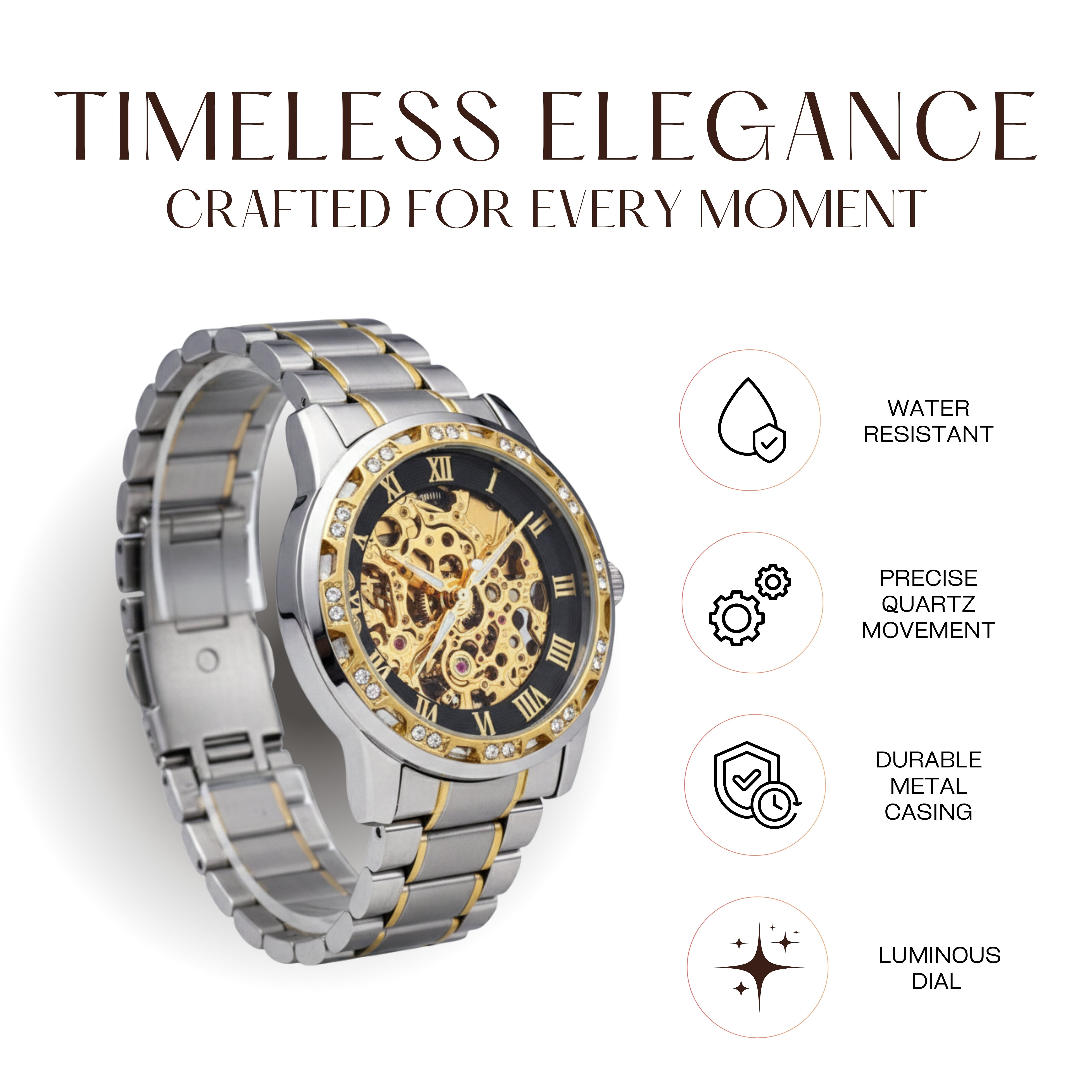 Edward Watches – Royal Gold Skeleton Watch for Everyday Wear