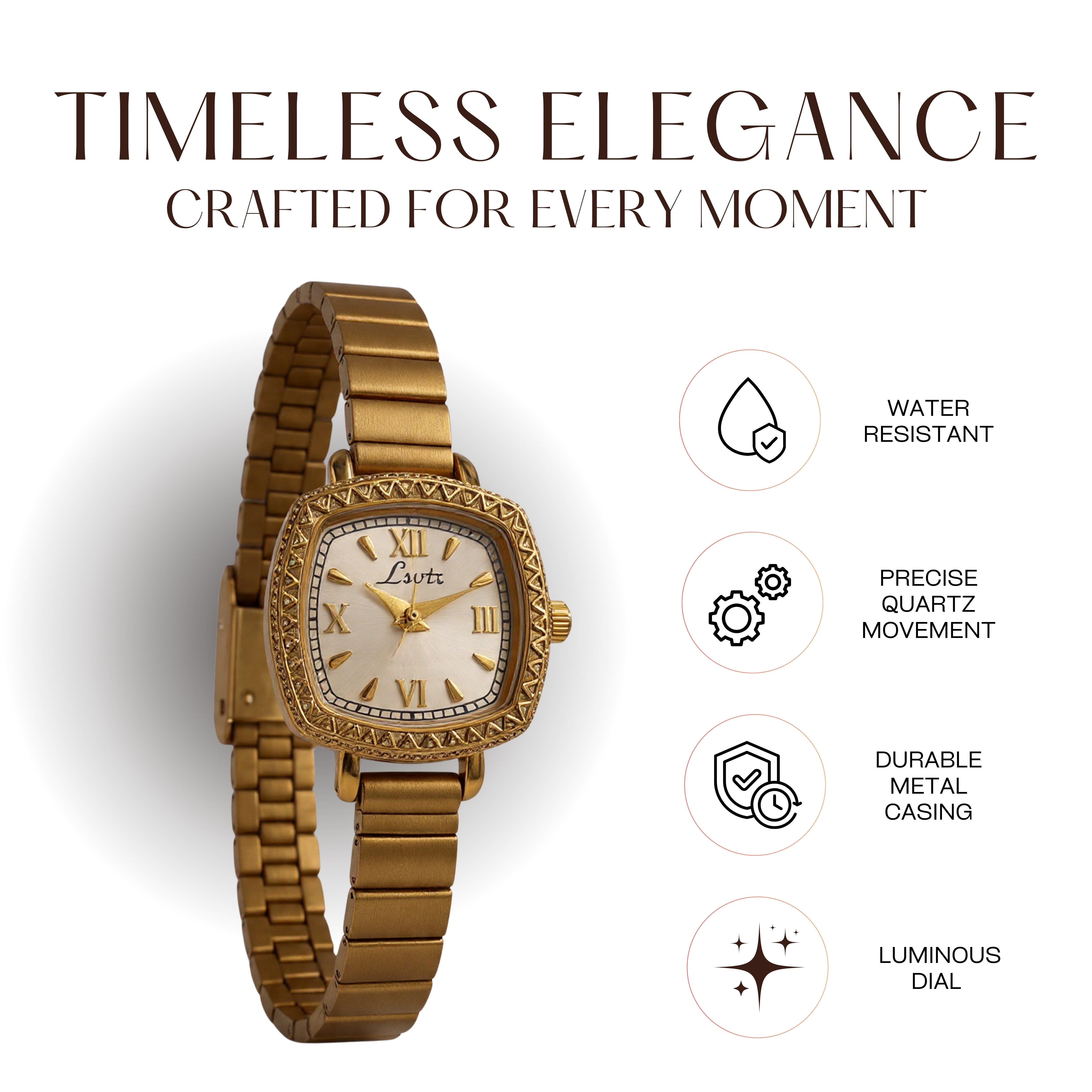 Edward Watches – French Style Petite Square Quartz Watch for Women