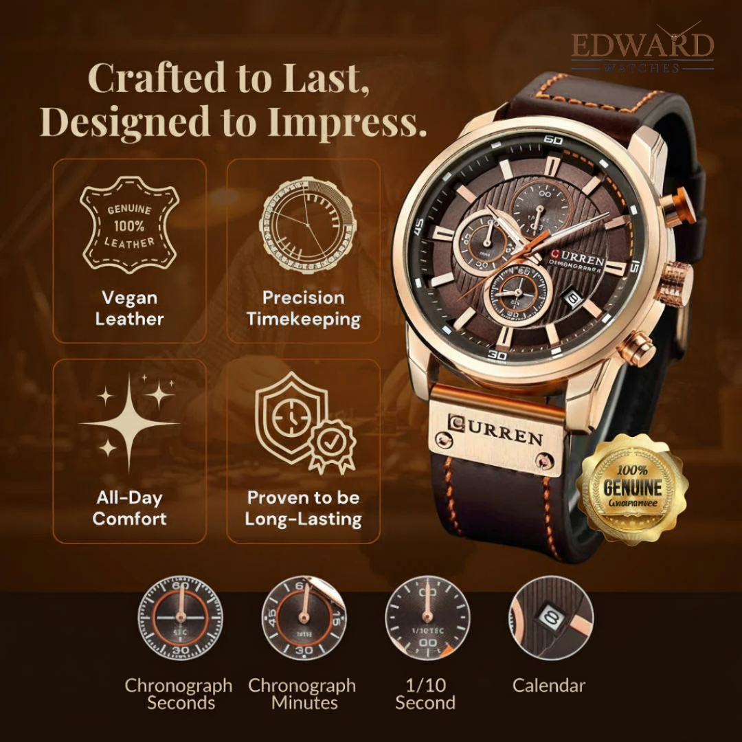 Elegant Quartz Watch with Leather Band