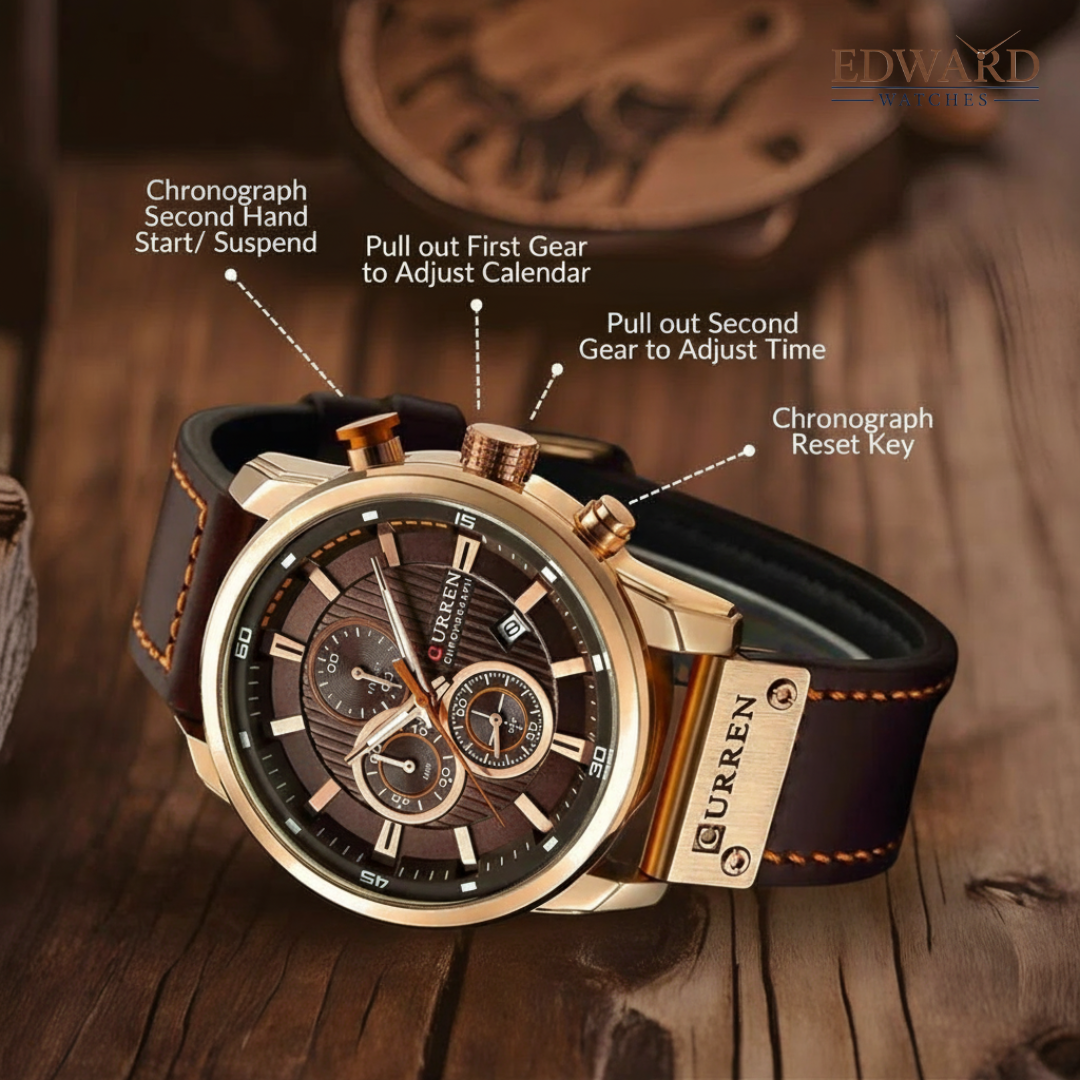 Elegant Quartz Watch with Leather Band