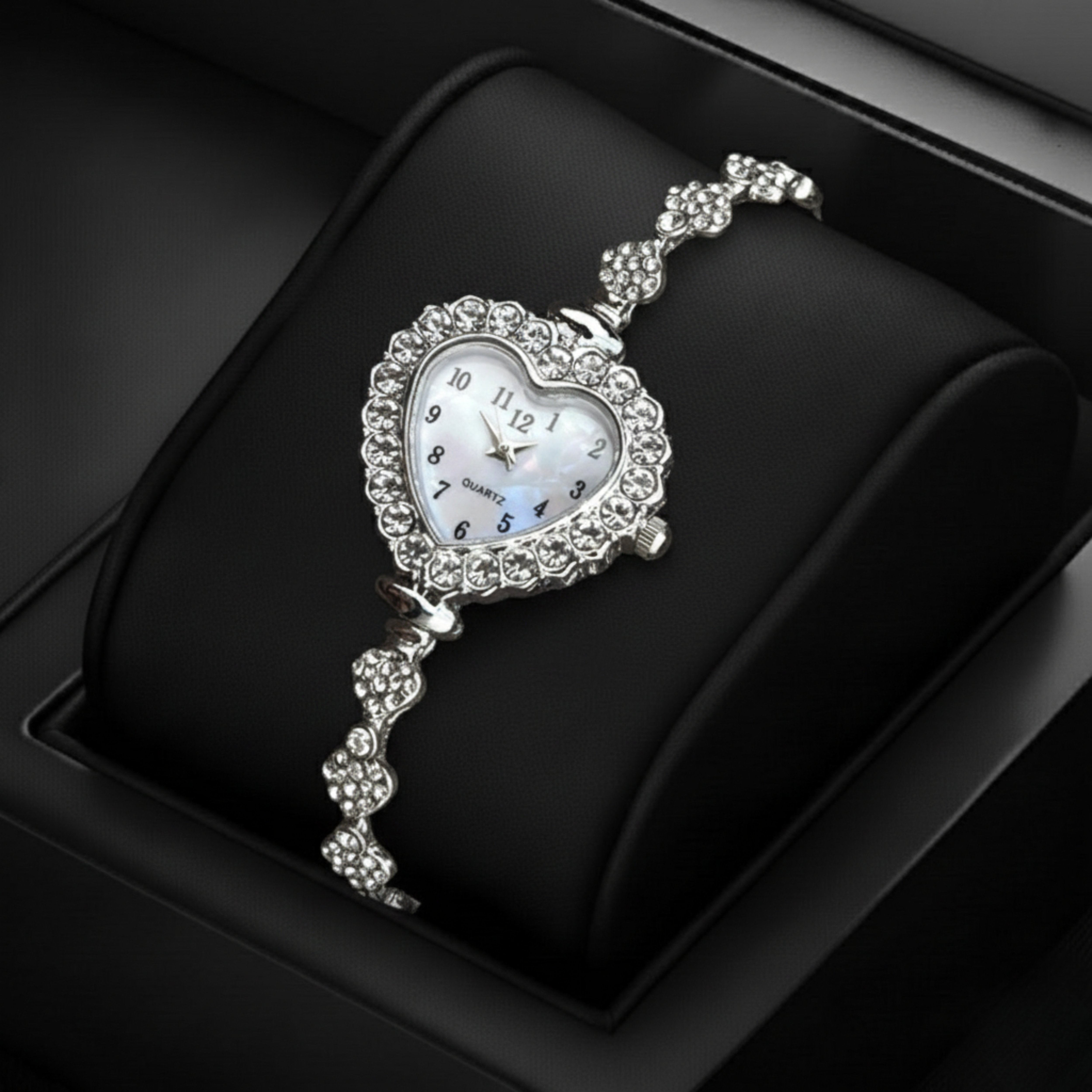 Edward Watches– Heart-Shaped Rhinestone Quartz Watch for Women