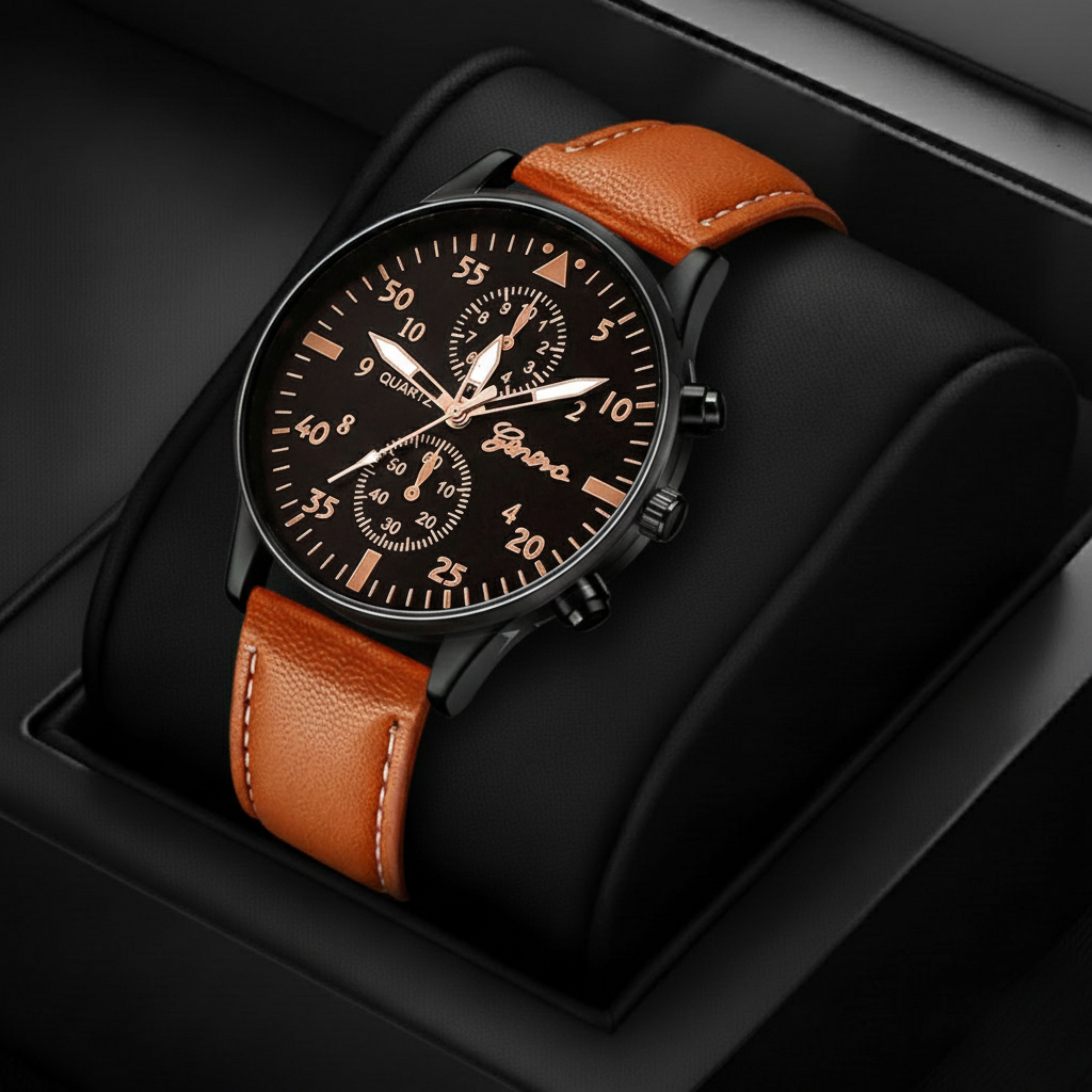 Edward Watches – Leather Watch & Bracelet Gift Bundle for Men