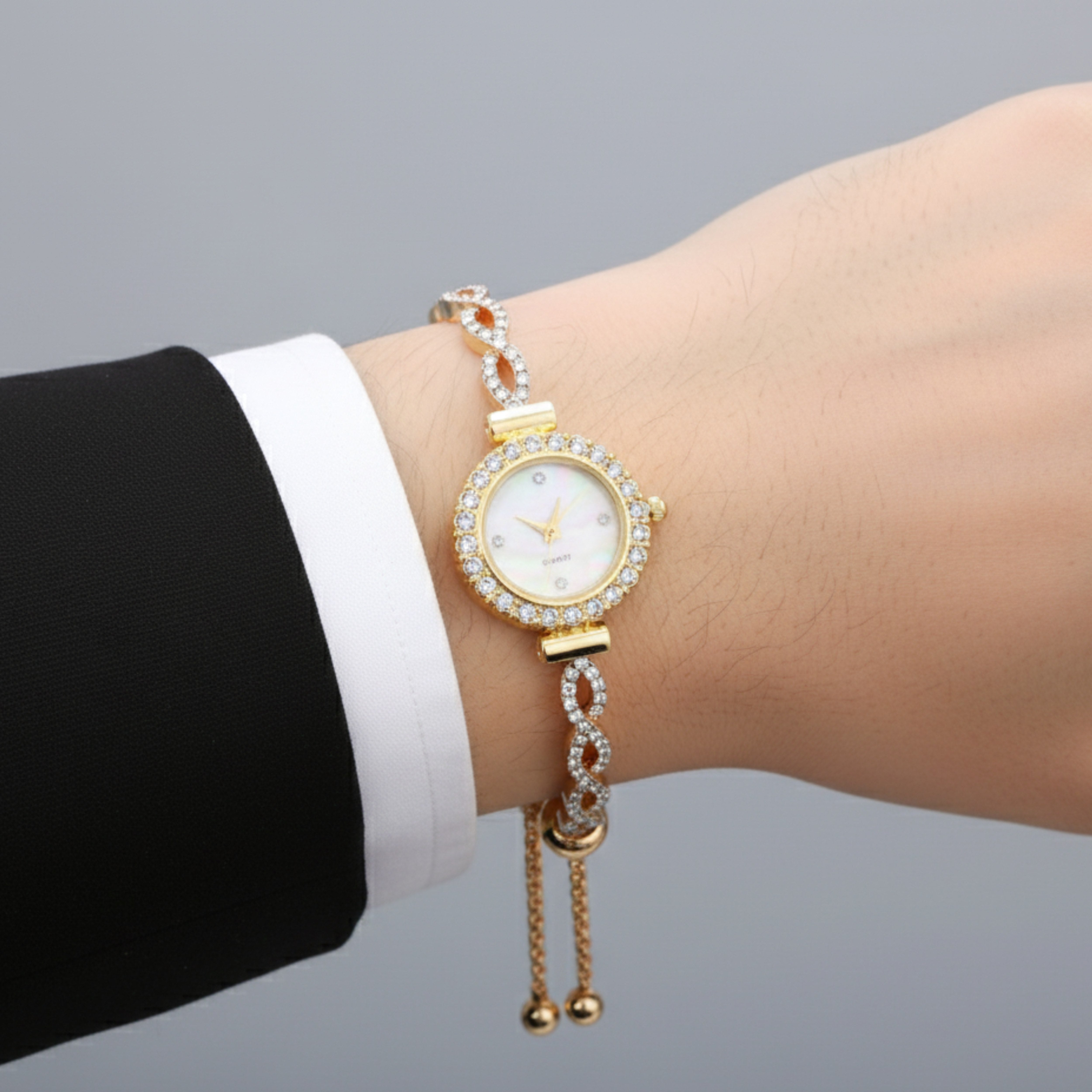 Edward Watches – Radiant Rhinestone Detail Quartz Bracelet Watch for Women