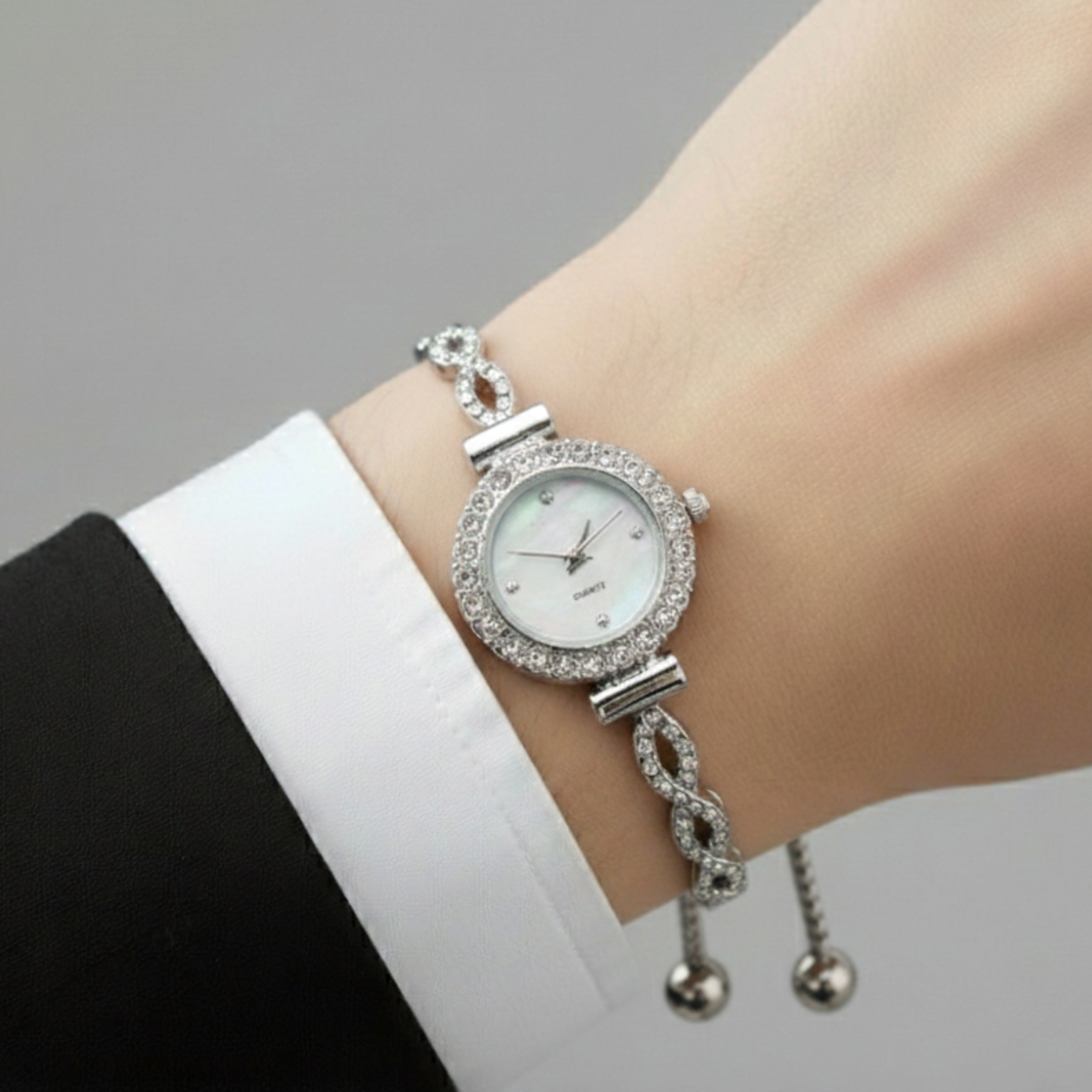 Edward Watches – Radiant Rhinestone Detail Quartz Bracelet Watch for Women