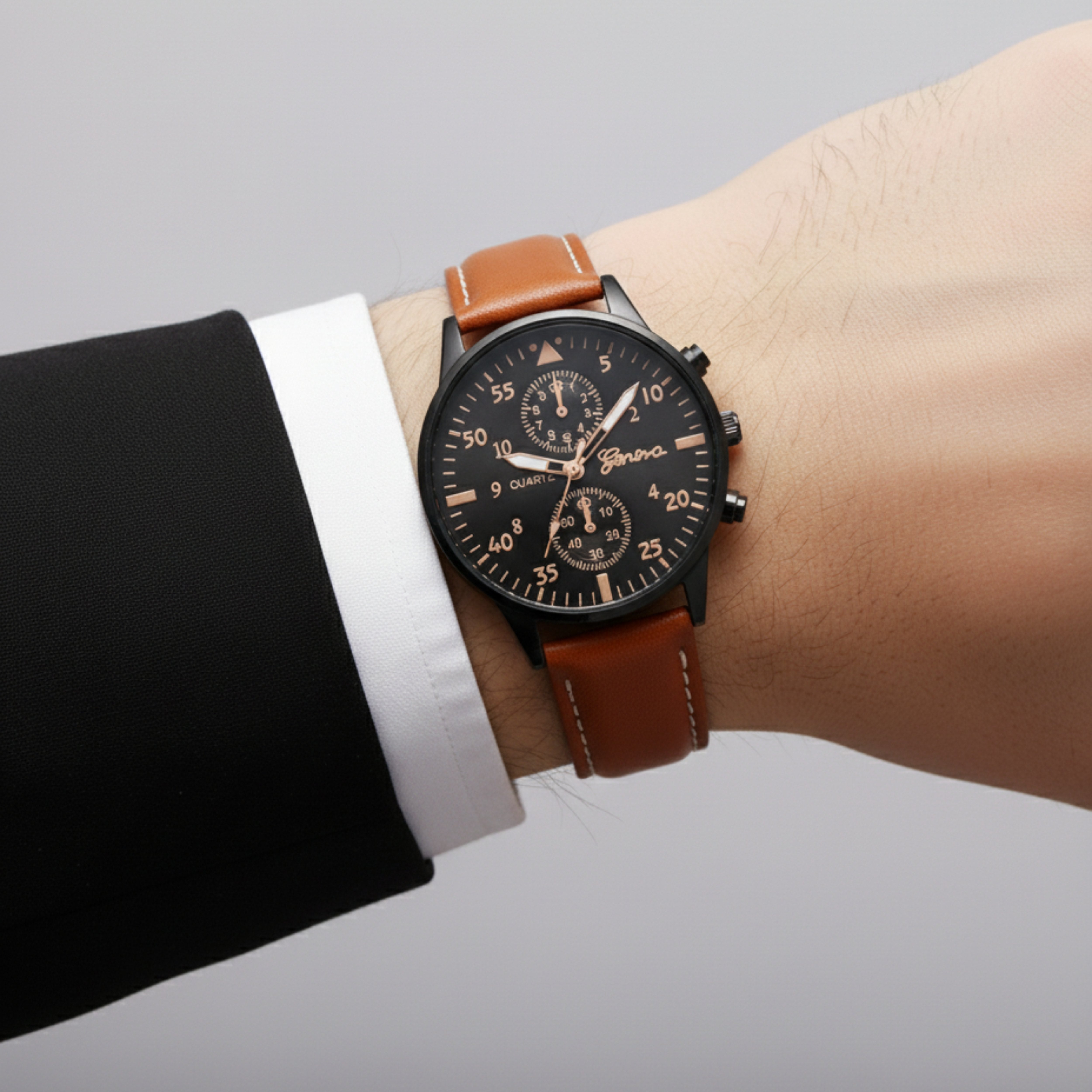 Edward Watches – Leather Watch & Bracelet Gift Bundle for Men