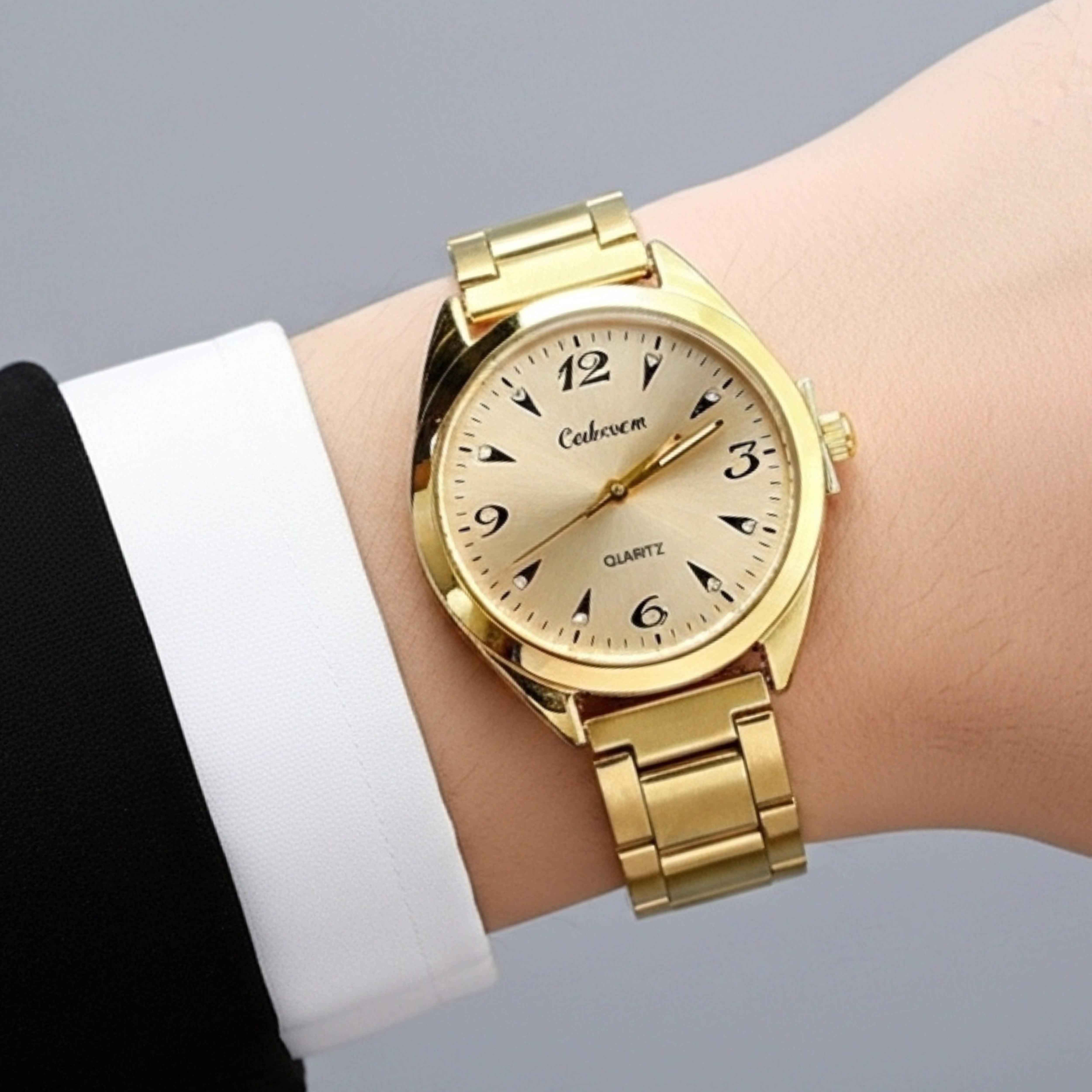 Edward Watches – Elegant Gold Dial Stainless Steel Watch for Women