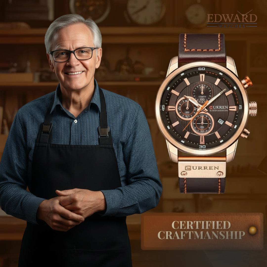 Elegant Quartz Watch with Leather Band