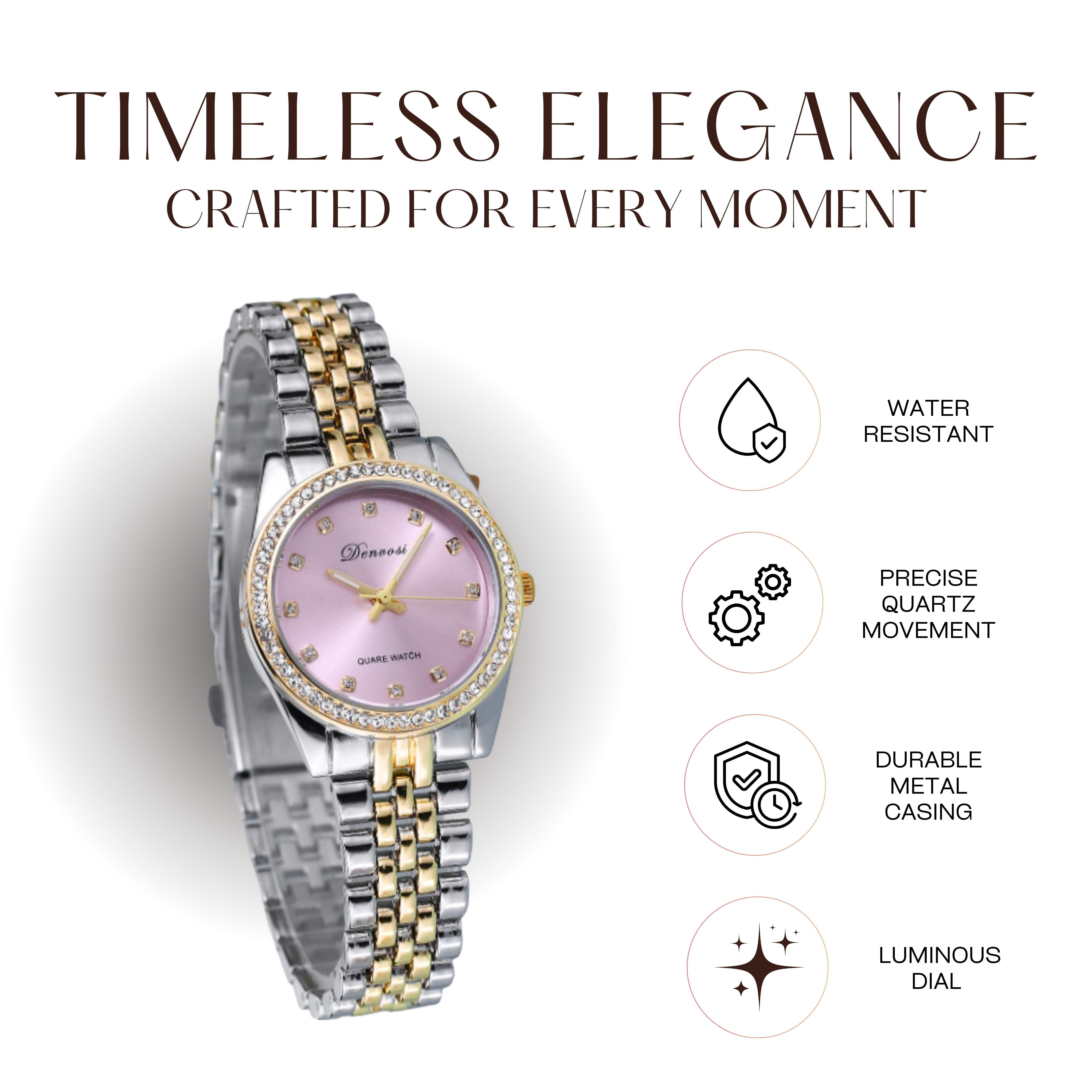 Edward Watches – Sparkling Rhinestone Design Quartz Watch for Ladies