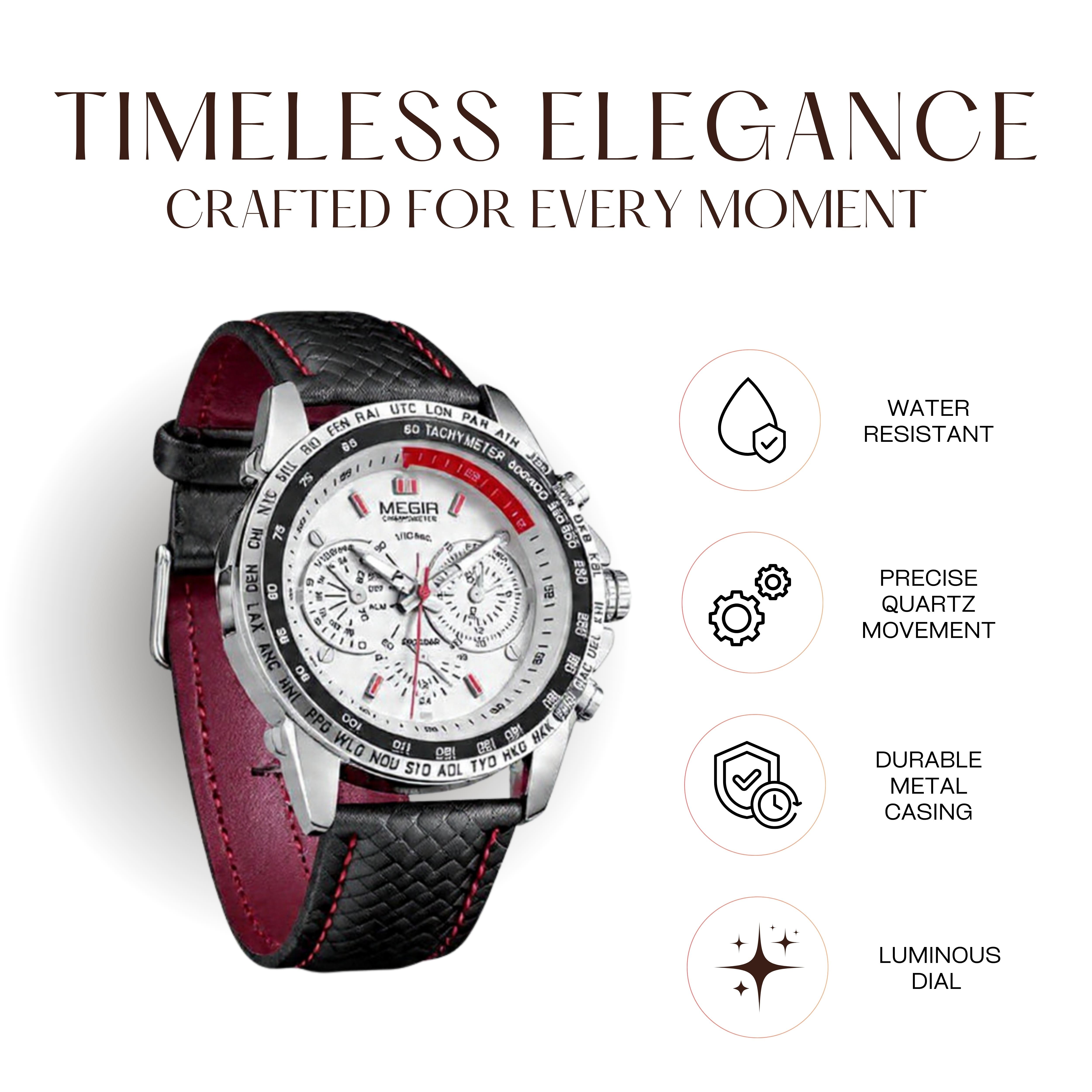 Edward Watches – Luminous Quartz Chronograph Watch for Men