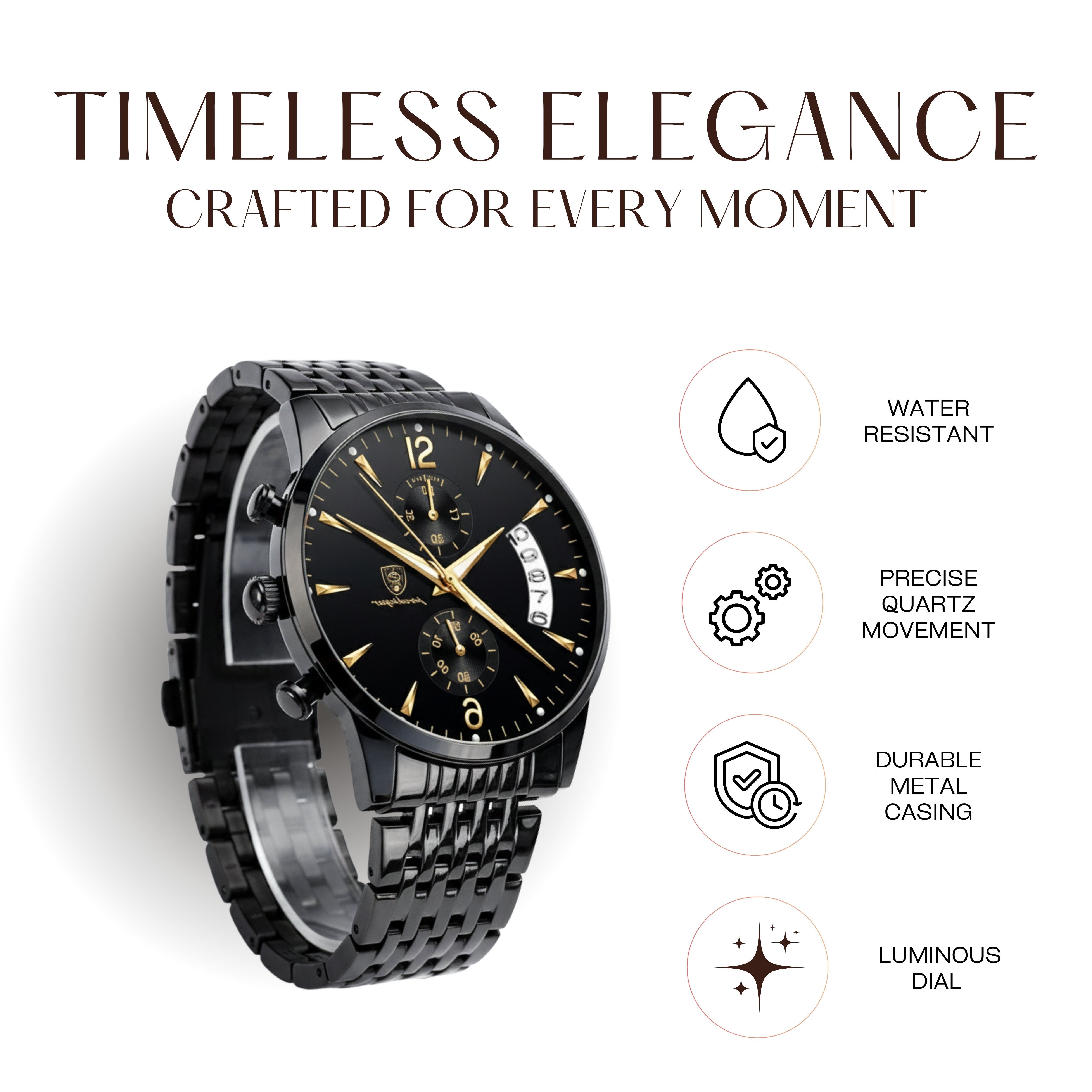 Edward Watches – Luminous Dial Steel Watch for Everyday Wear