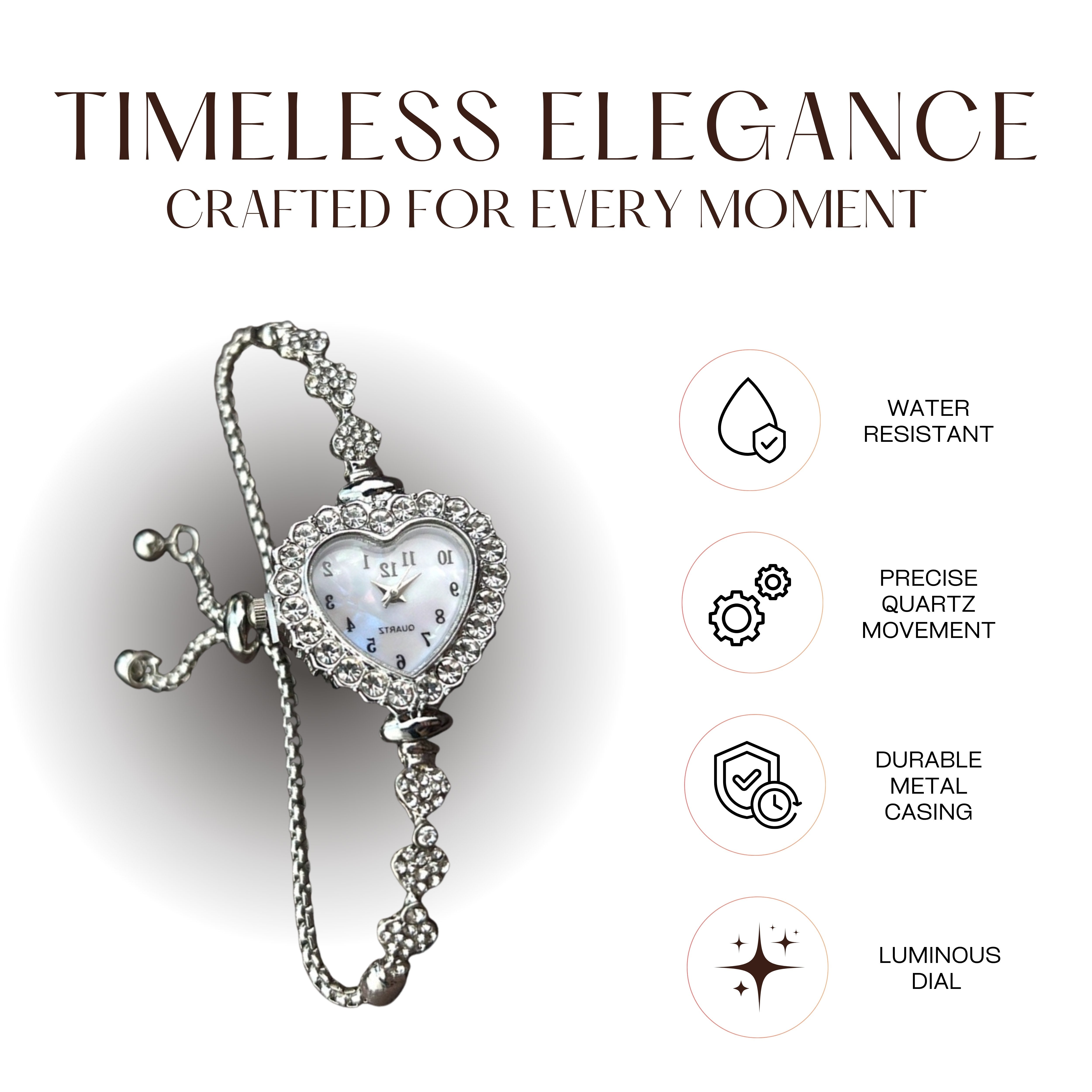 Edward Watches– Heart-Shaped Rhinestone Quartz Watch for Women