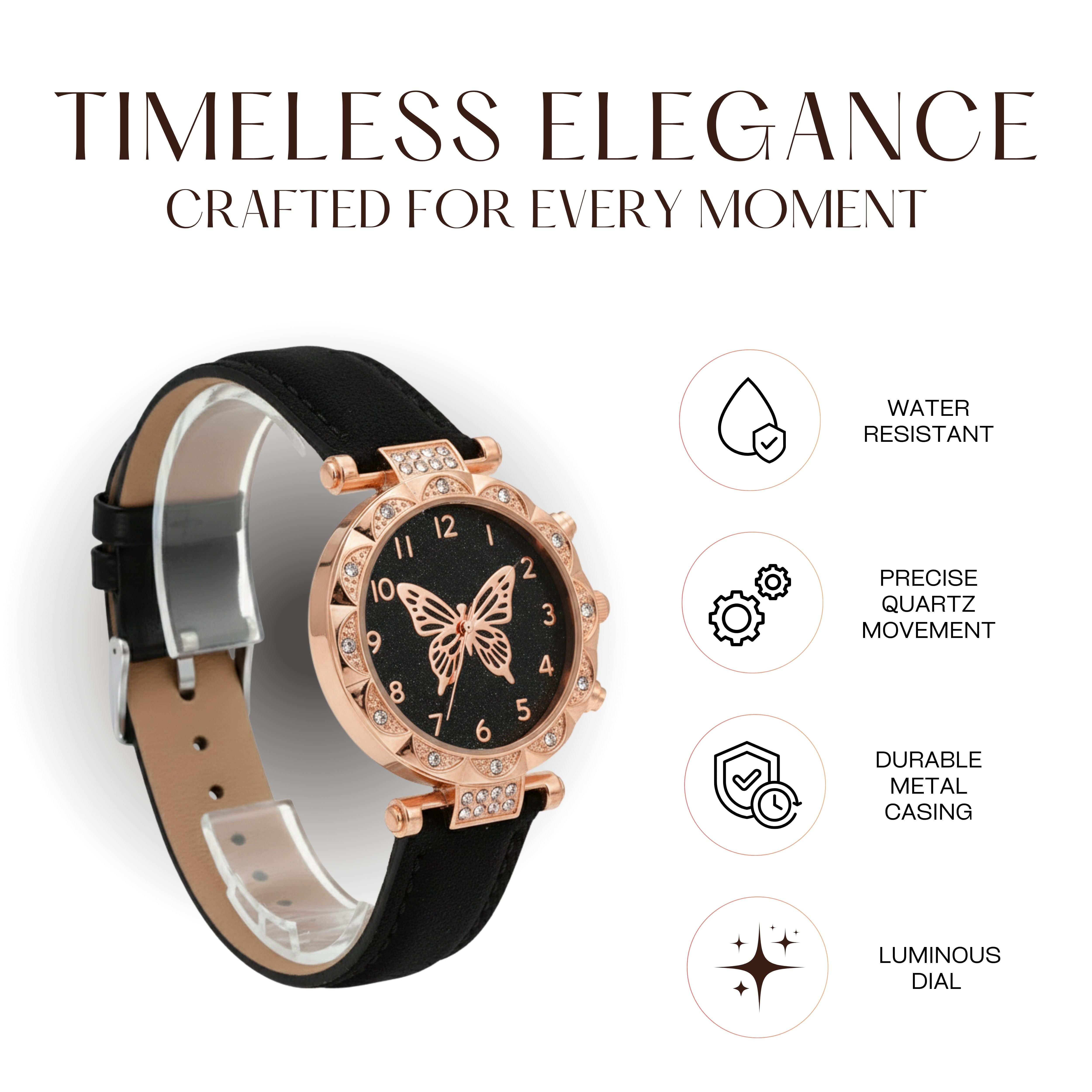 Edward Watches – Diamond Petal Quartz Watch Set for Women